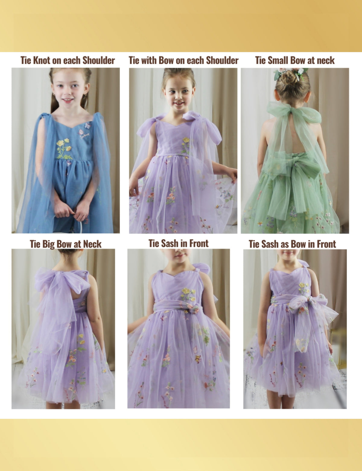 Tulle Flower Girl Dress with embroidered flowers in tulle