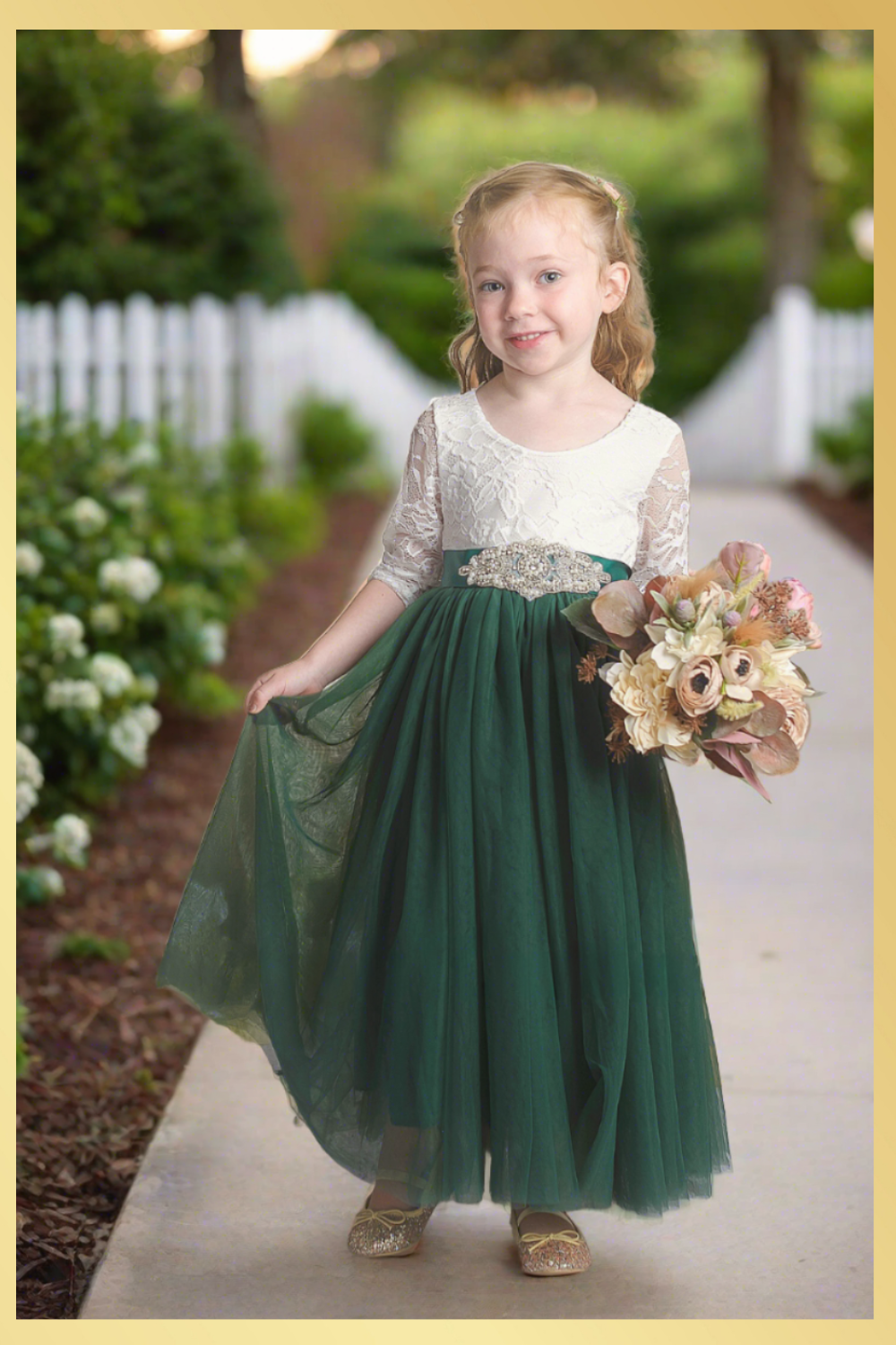 Girls hunter green dress hotsell