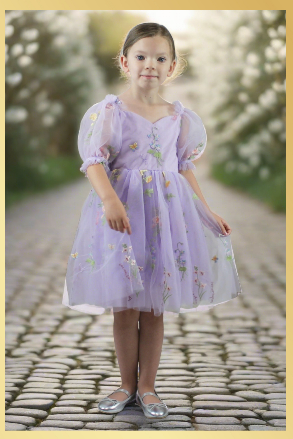 Flower Girl Dress in Lavender Floral Embroidery Tulle Dress Lisa Ann s Creations