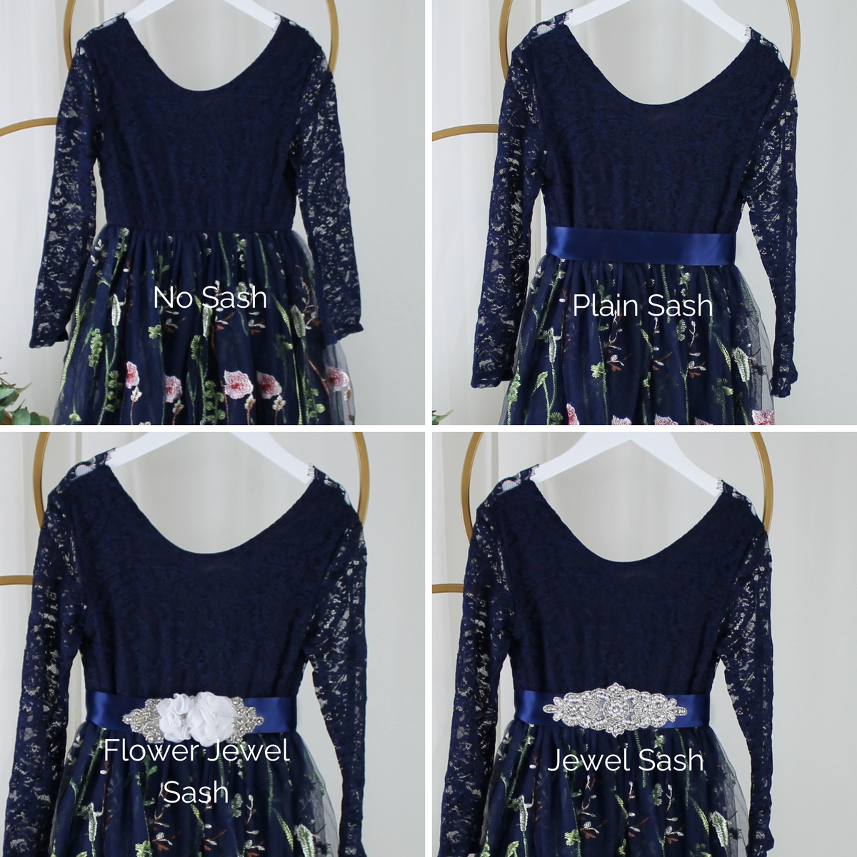 The Poppy - Girls Floral Dress - Navy Blue