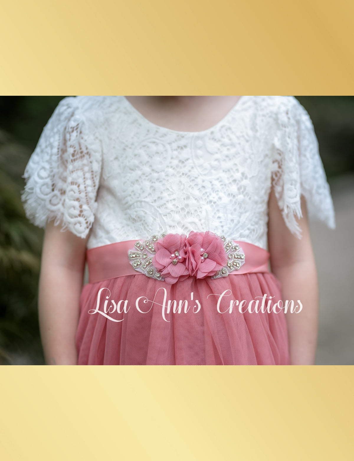 Rhinestone flower flower girl sash