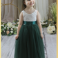 hunter green flower girl dress in hunter tulle