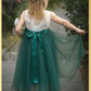 special occasion girls dress in hunter green.