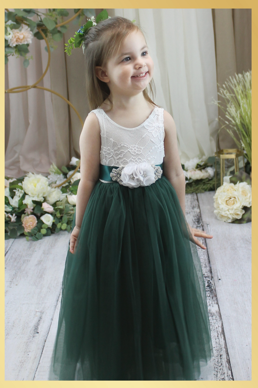 junior bridesmaid dress n hunter green