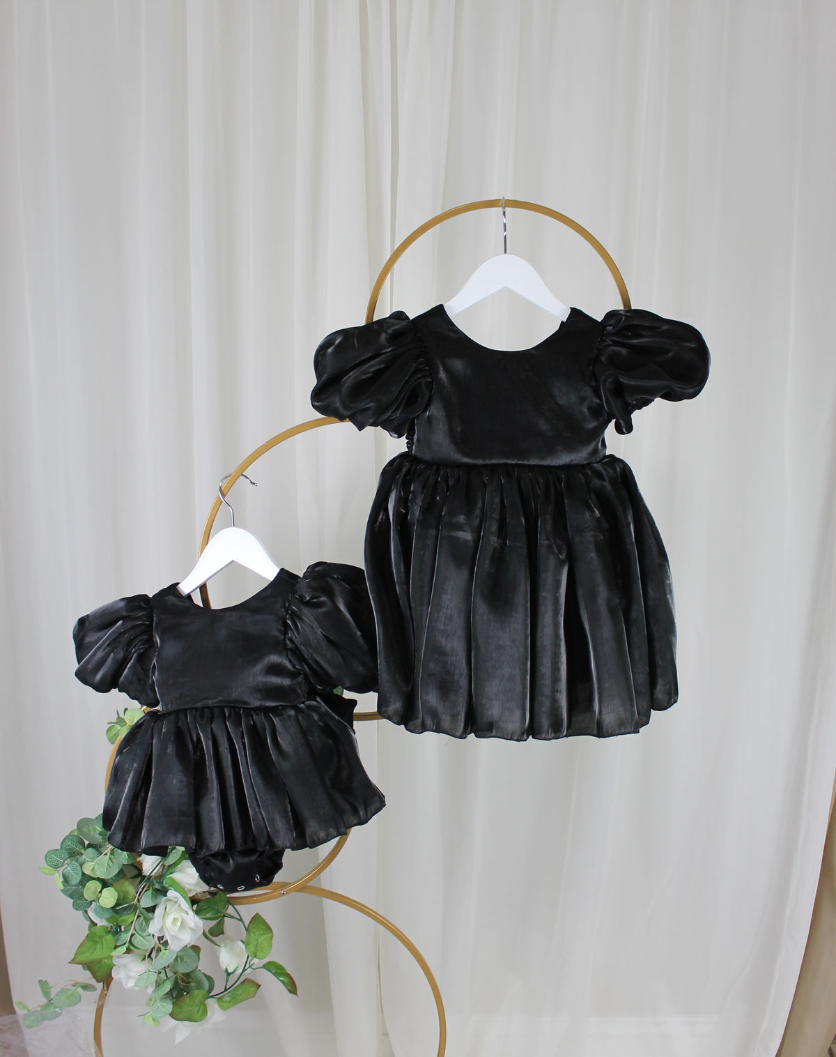 black baby girl dress in organza and flower girl dress 