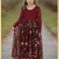 Burgundy Floral Flower Girl Dress