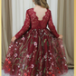 Flower Girl Dress in burgundy floral tulle