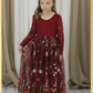 Fall Flower Girl in burgundy lace and tulle long sleeve floral dress