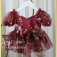 baby thanksgiving dress in burgundy floral