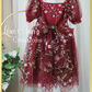 toddler floral dress in burgundy