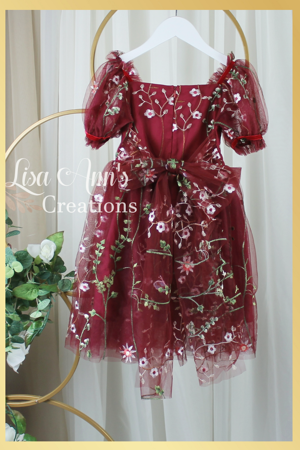 toddler floral dress in burgundy