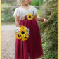 Burgundy sunflower flower girl drress