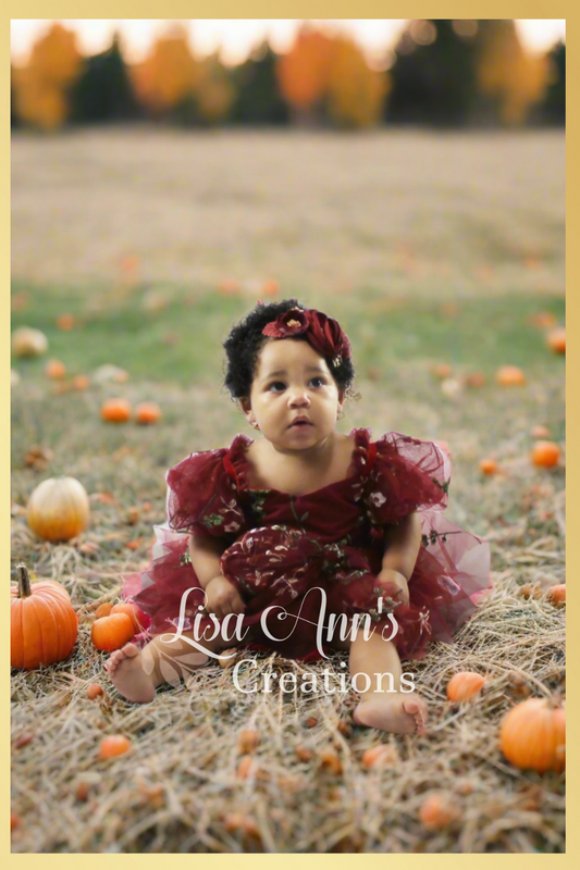 Baby Fall Burgundy Floral Dress