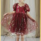 floral burgundy flower girl dress