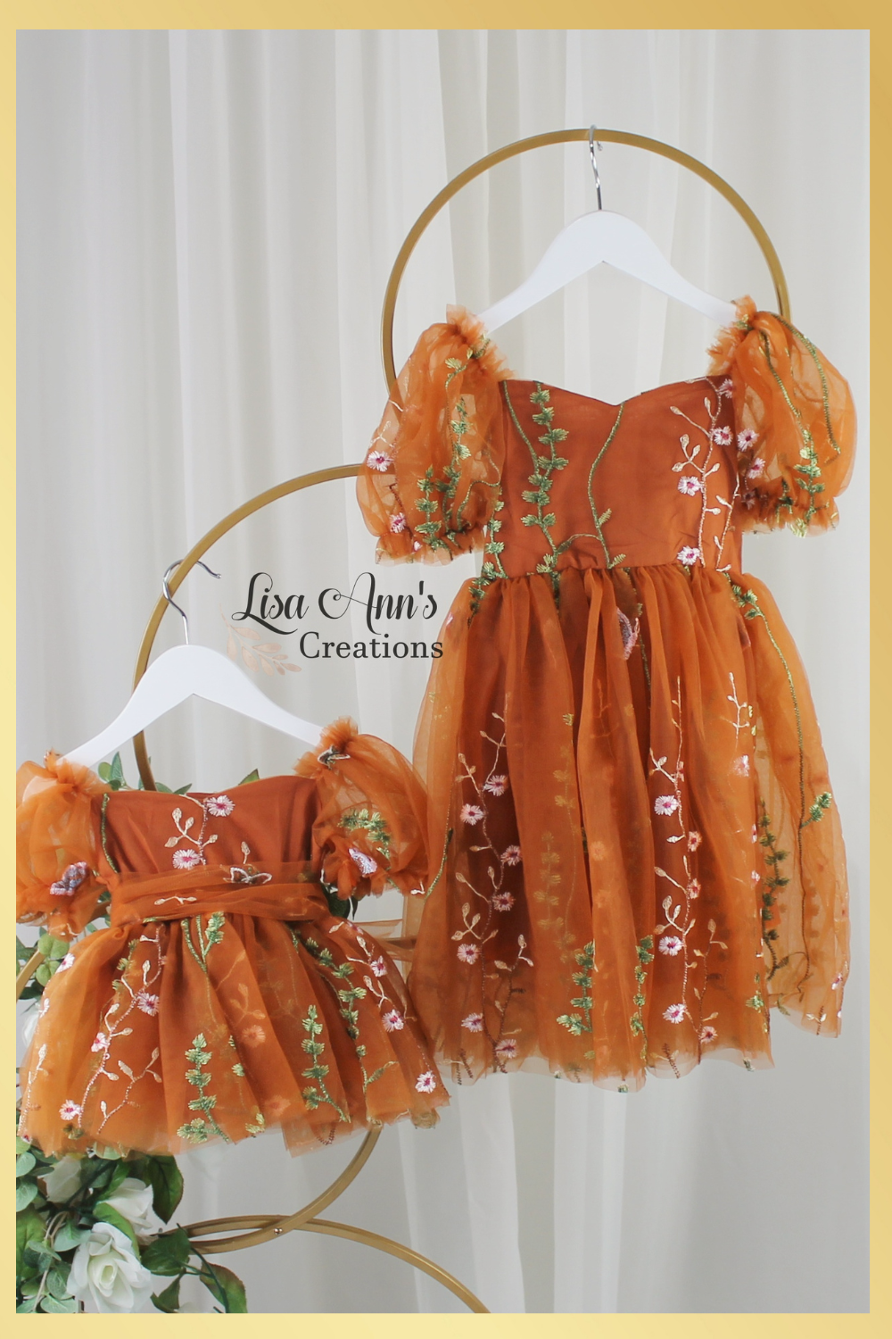 Flower Girl Dress in burnt orange floral