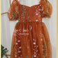 Burnt orange floral flower girl dress