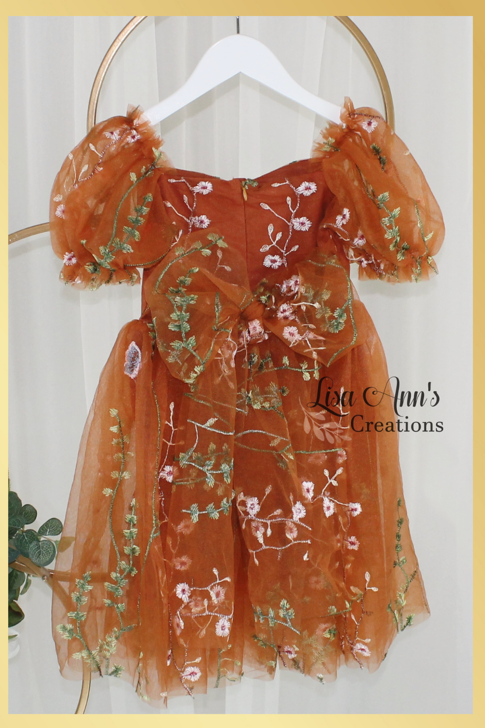 burnt orange floral dress for flower girl