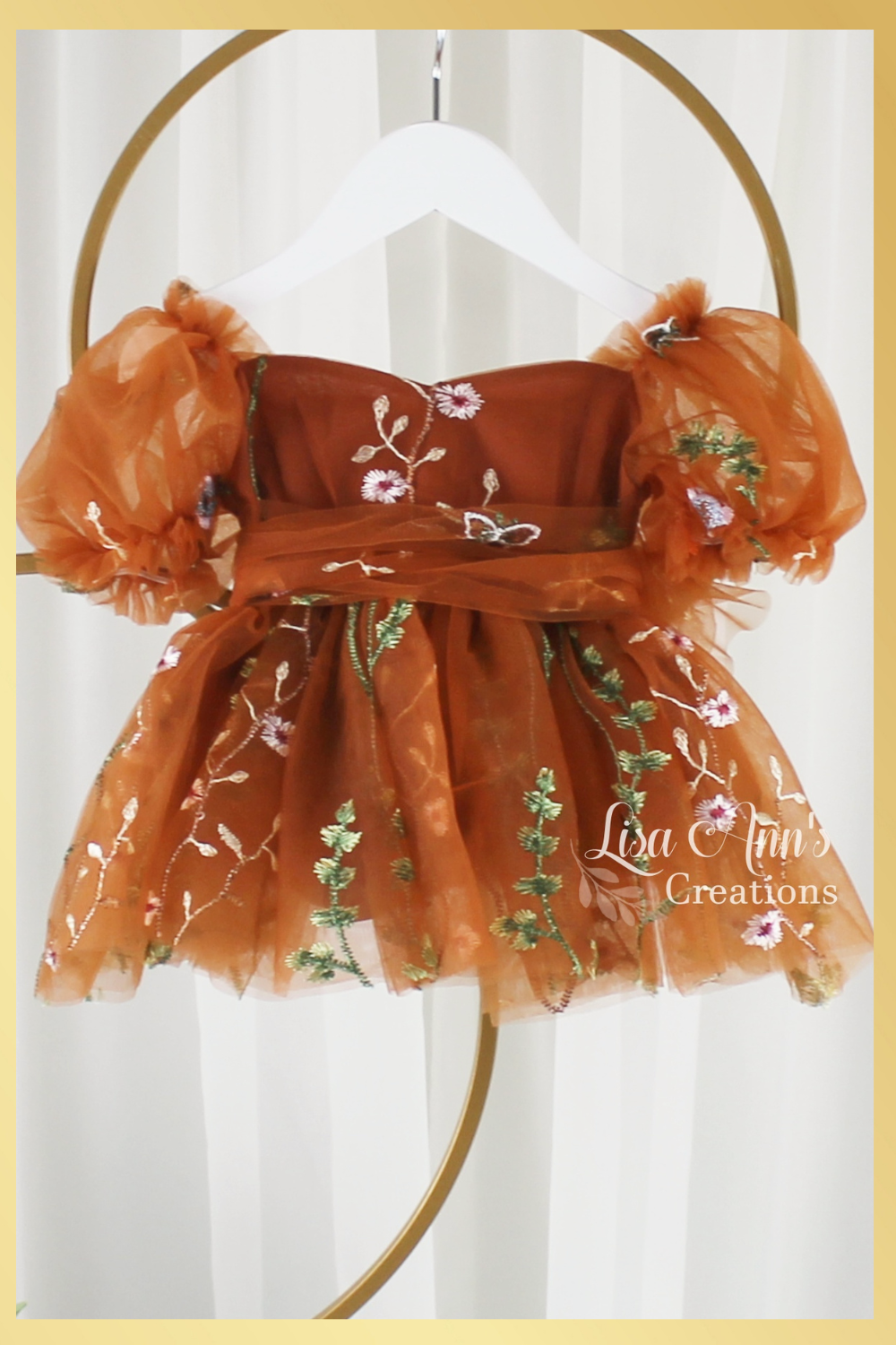 toddler flower girl dress in burnt orange florals