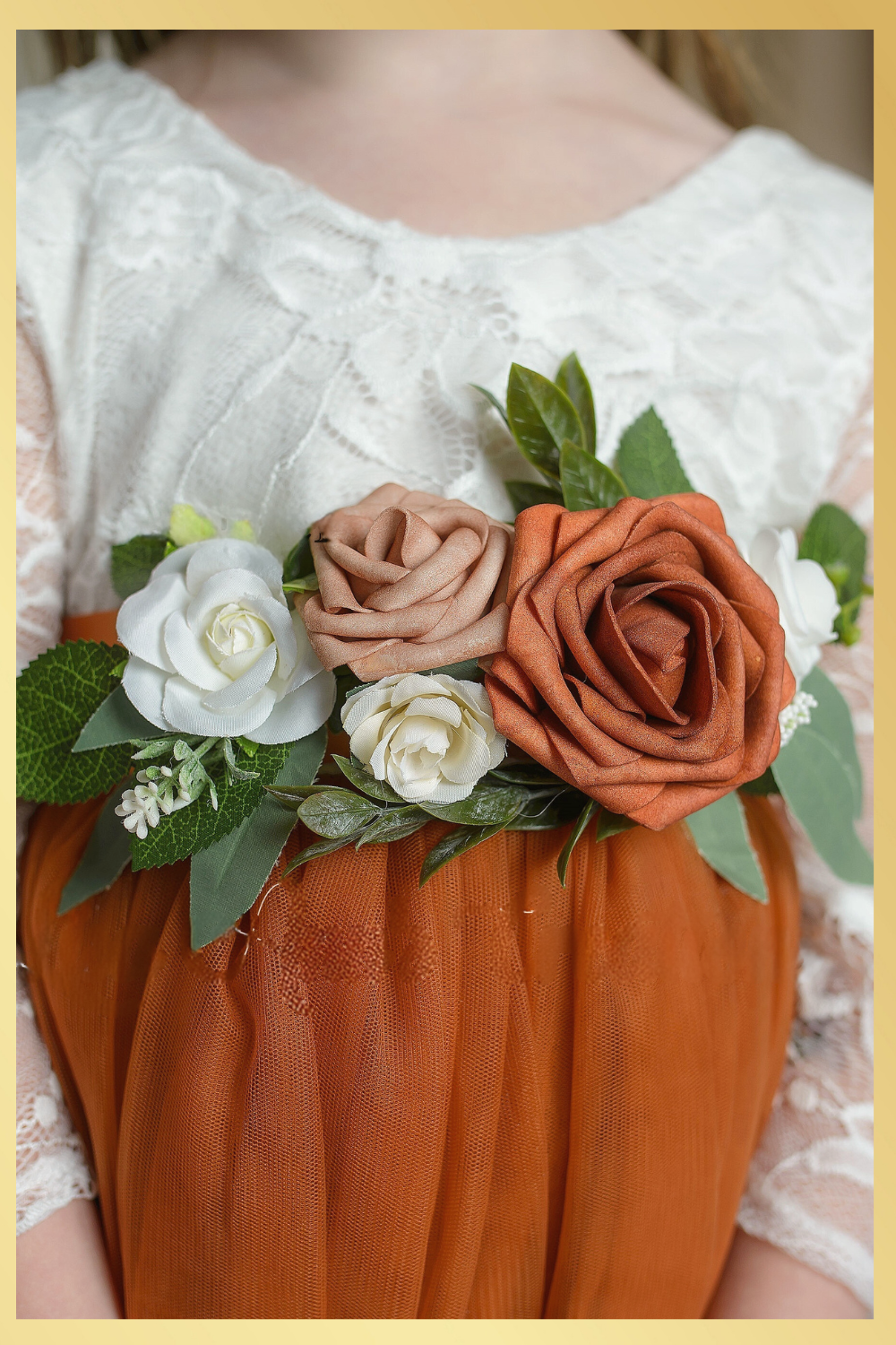 Burnt Orange Floral Sash