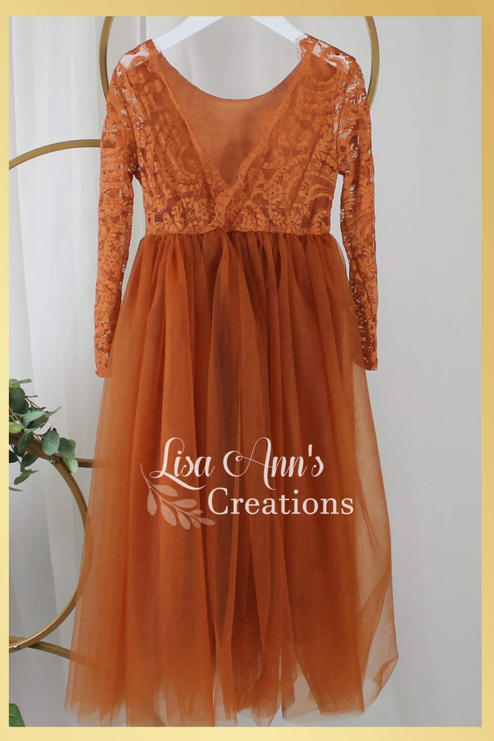 Burnt orange flower girl dress