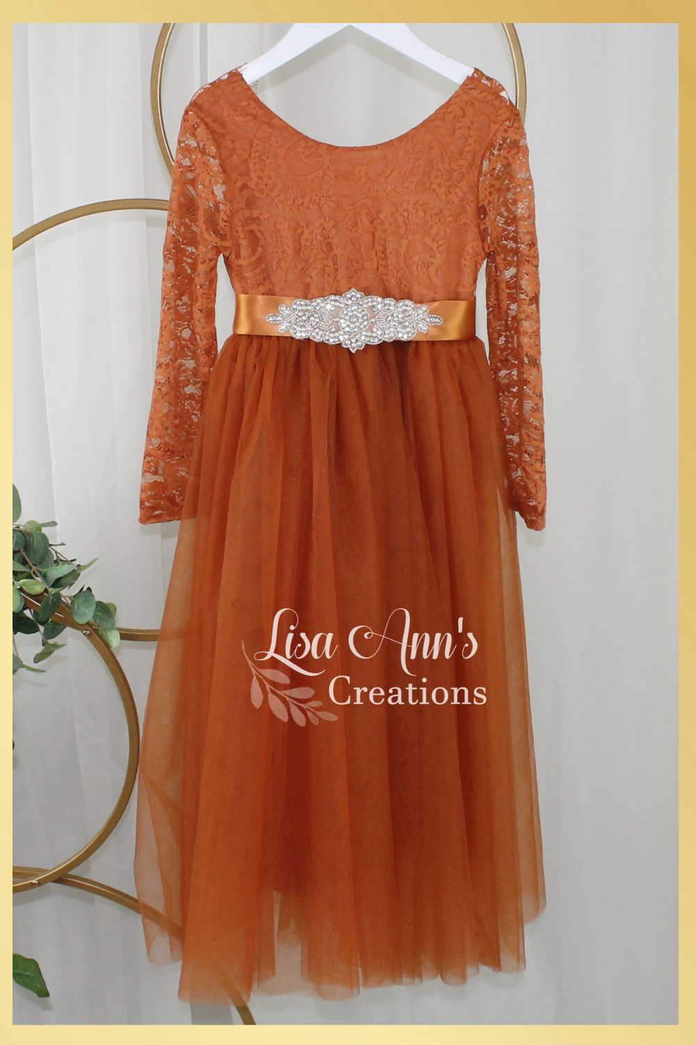 Fall flower girl dress in burnt orange