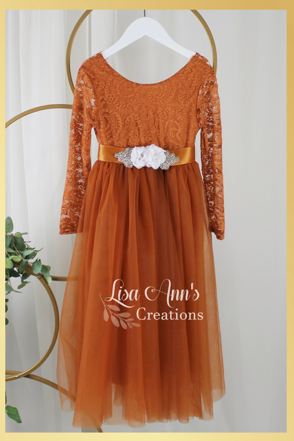 Special Occasion girls dress in burnt orange 