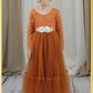 Burnt Orange Mermaid Style Girls Dress for Fall