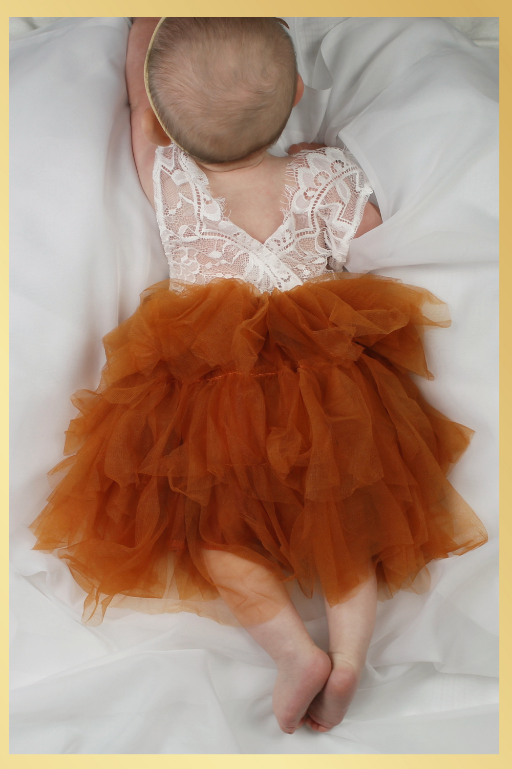 Burnt Orange baby flower girl dress