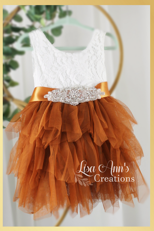 Burnt Orange Flower Girl Dress