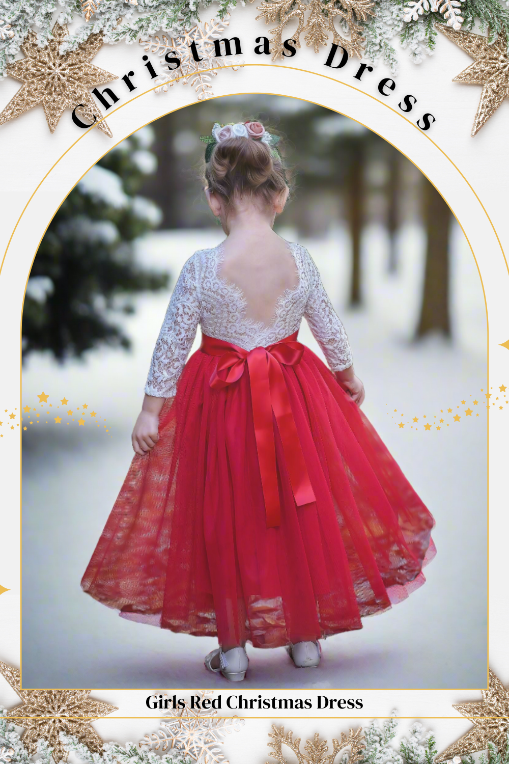 Girls Holiday Dress in red