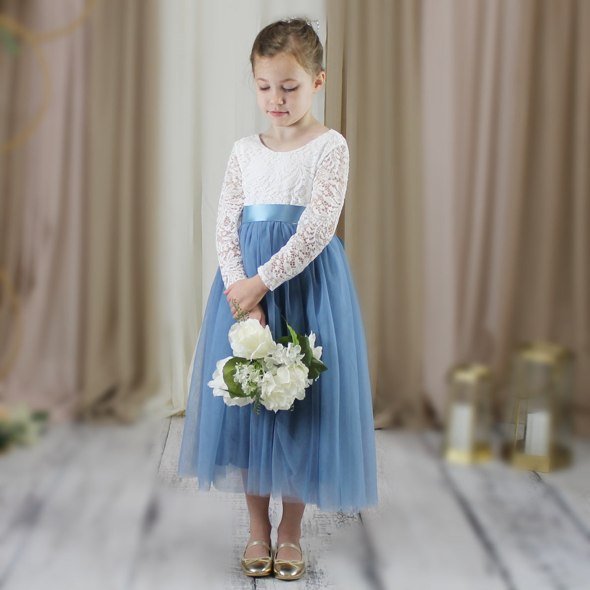The Tulip - Dusty Blue Dress - Long Sleeve