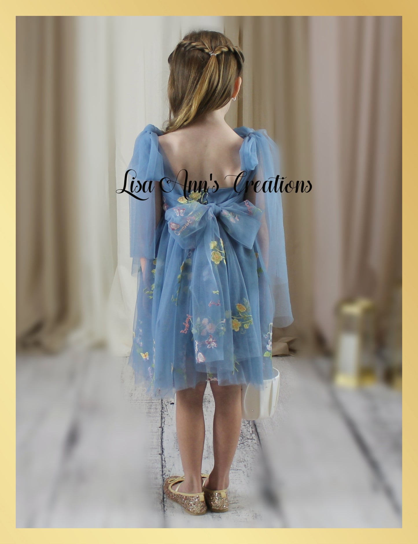 flower girl dress floral dusty blue