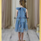 floral girls flower girl dress in dusty blue