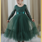 Toddler Flower Girl Dress for Winter Wedding in hunter green tulle and lace