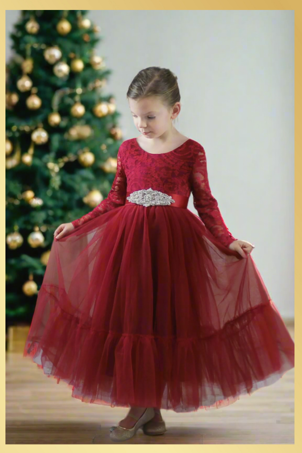 Wine Red Christmas Dress