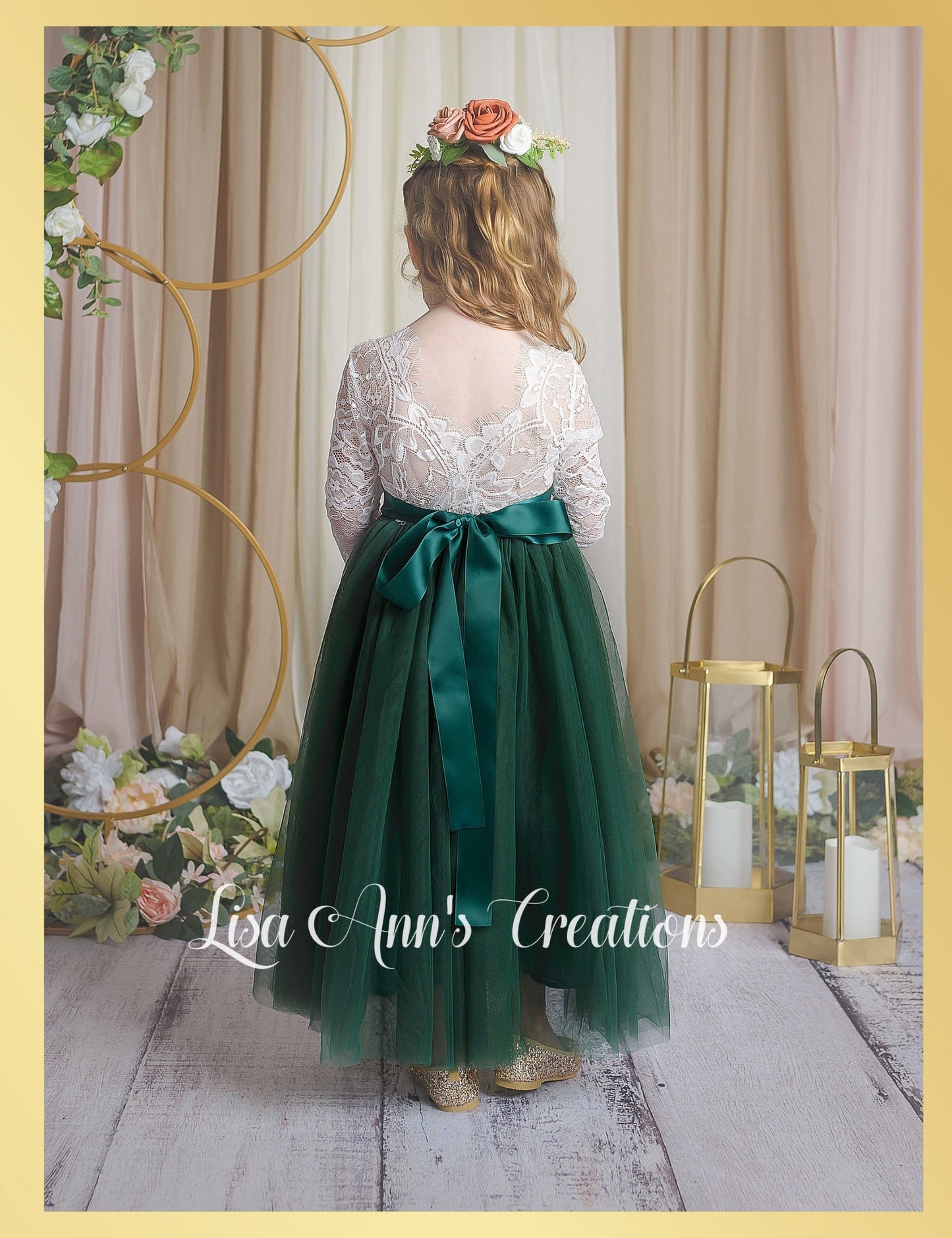 girls special occasion dress in hunter green