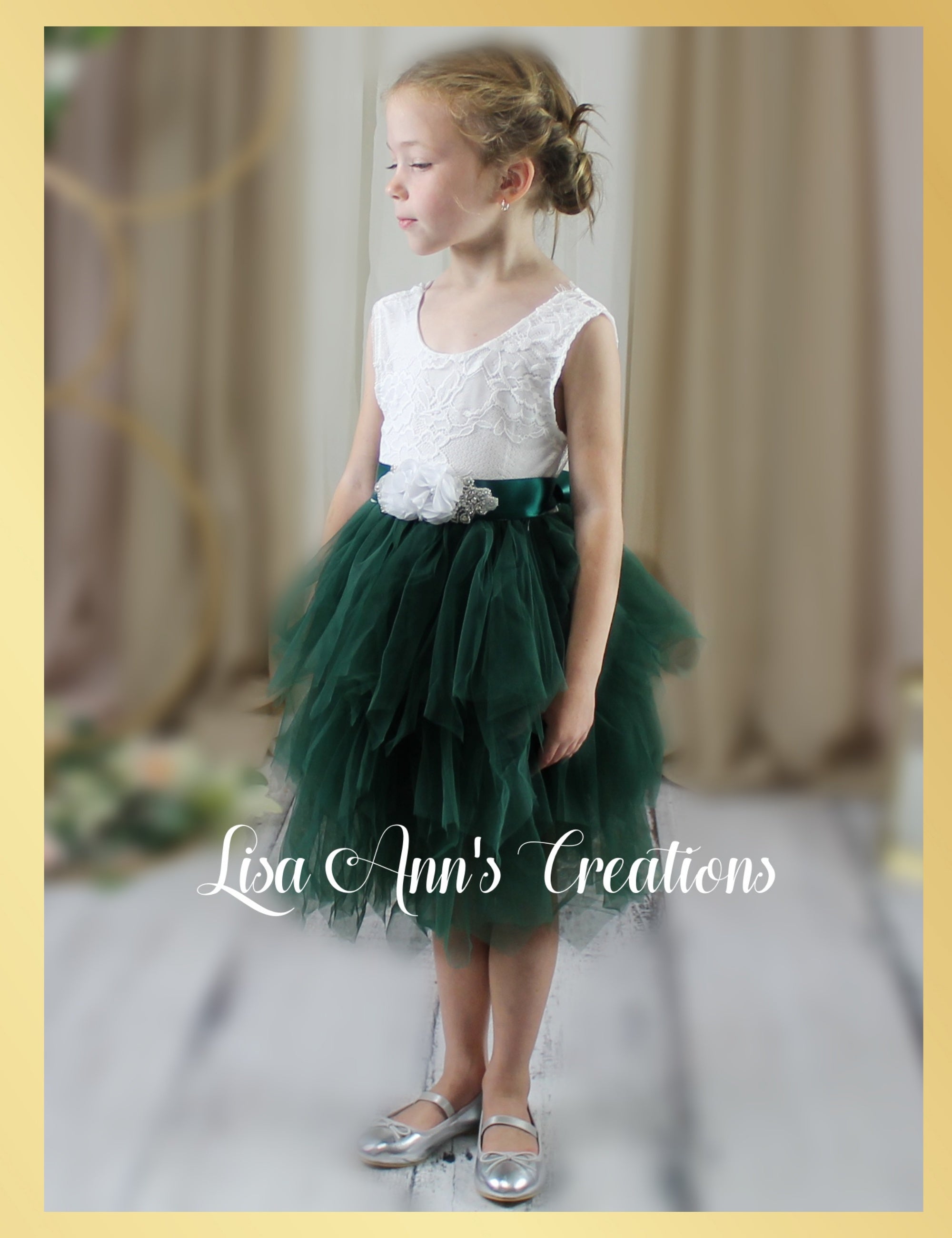 Hunter green clearance flower girl dresses