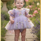 baby girl Flower girl  dress in lavender embroidery floral