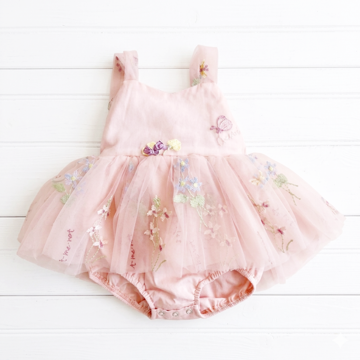 The Gardenia - Girls Floral Embroidery Dress - Light Pink