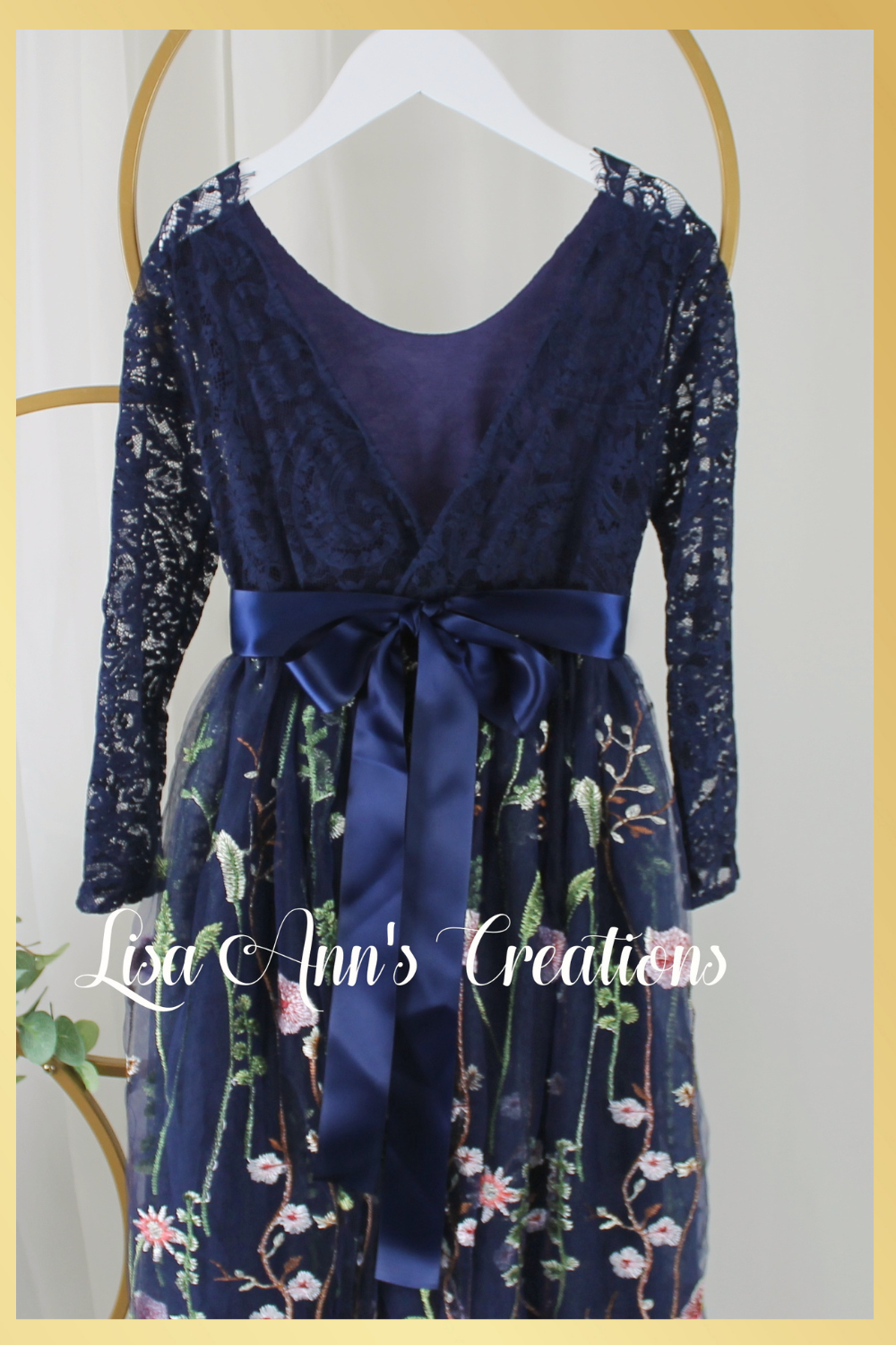 Wildflower birthday navy blue floral dress