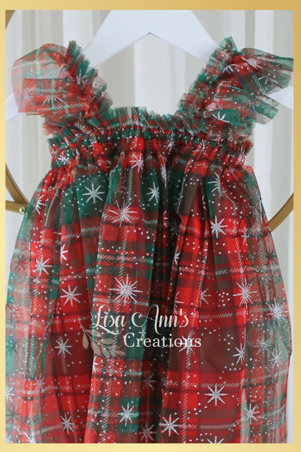 Xmas baby holiday dress in plaid