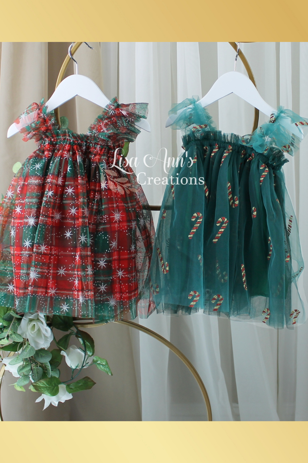 Baby Green Tulle Red Candy Cane Christmas Dress