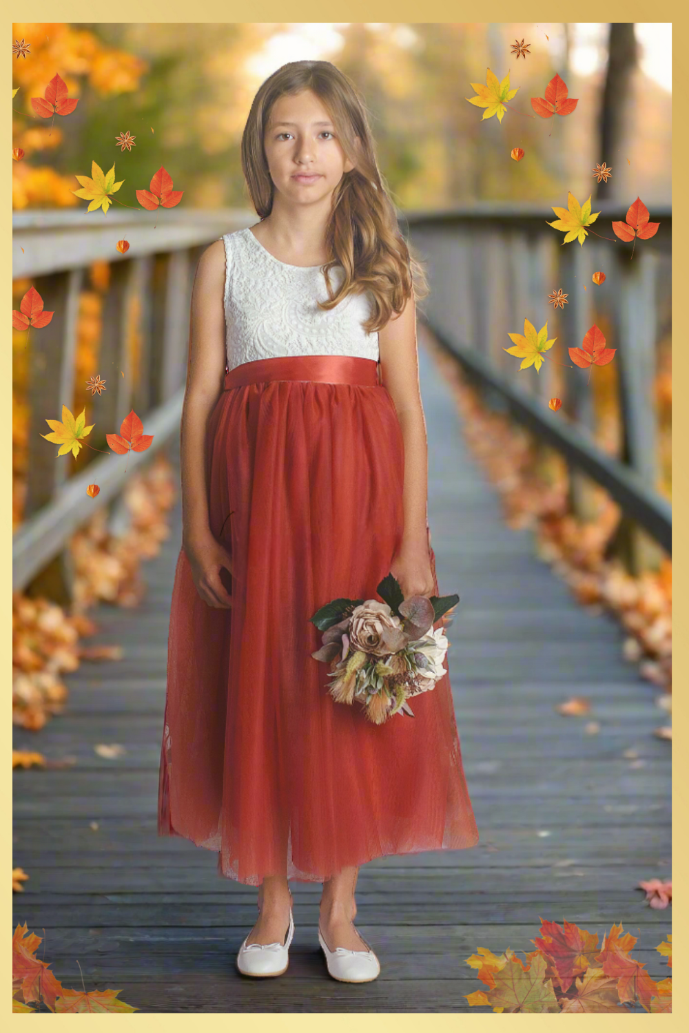 The Peony - Rust Flower Girl Dress - Sleeveless