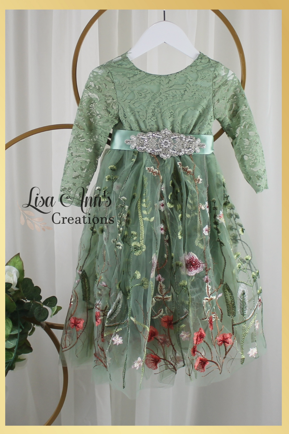 toddler flower girl dress in sage florals