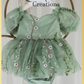 Baby flower girl dress in sage green floral