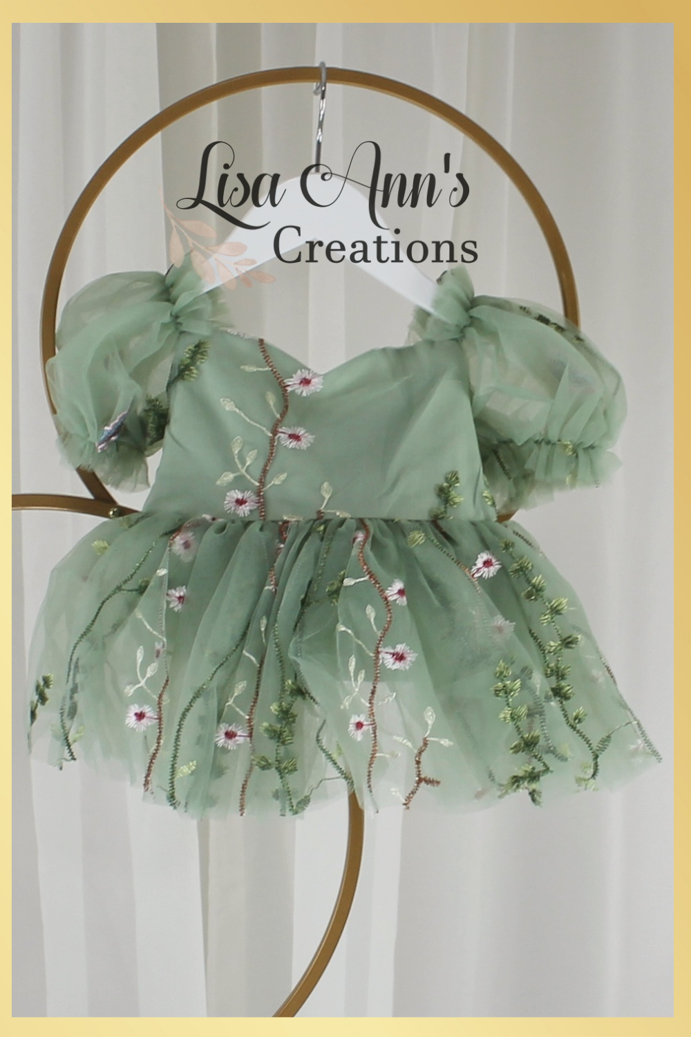 Sage Floral baby flower girl dress