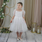 Girls Birthday Dress | White Swiss Dot Tulle