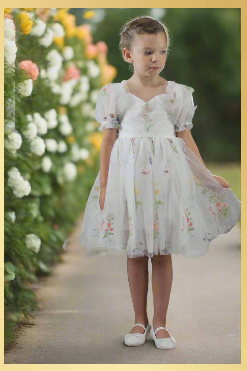 The Wildflower - Girls Floral Dress - White