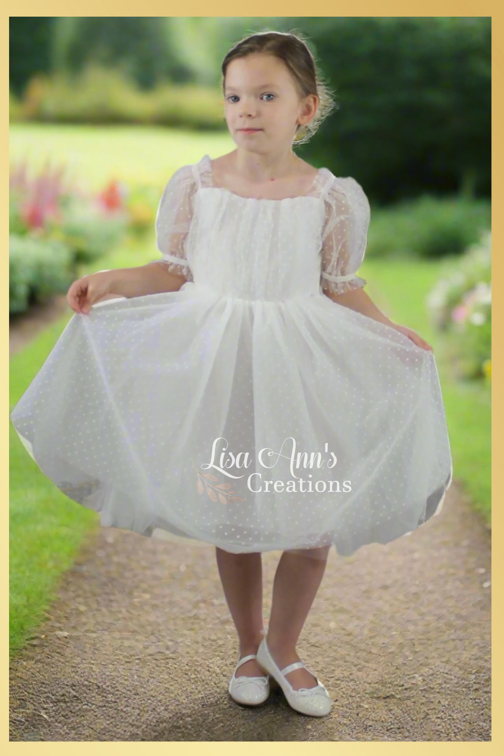 The Begonia - White Flower Girl Dress - Short Sleeve