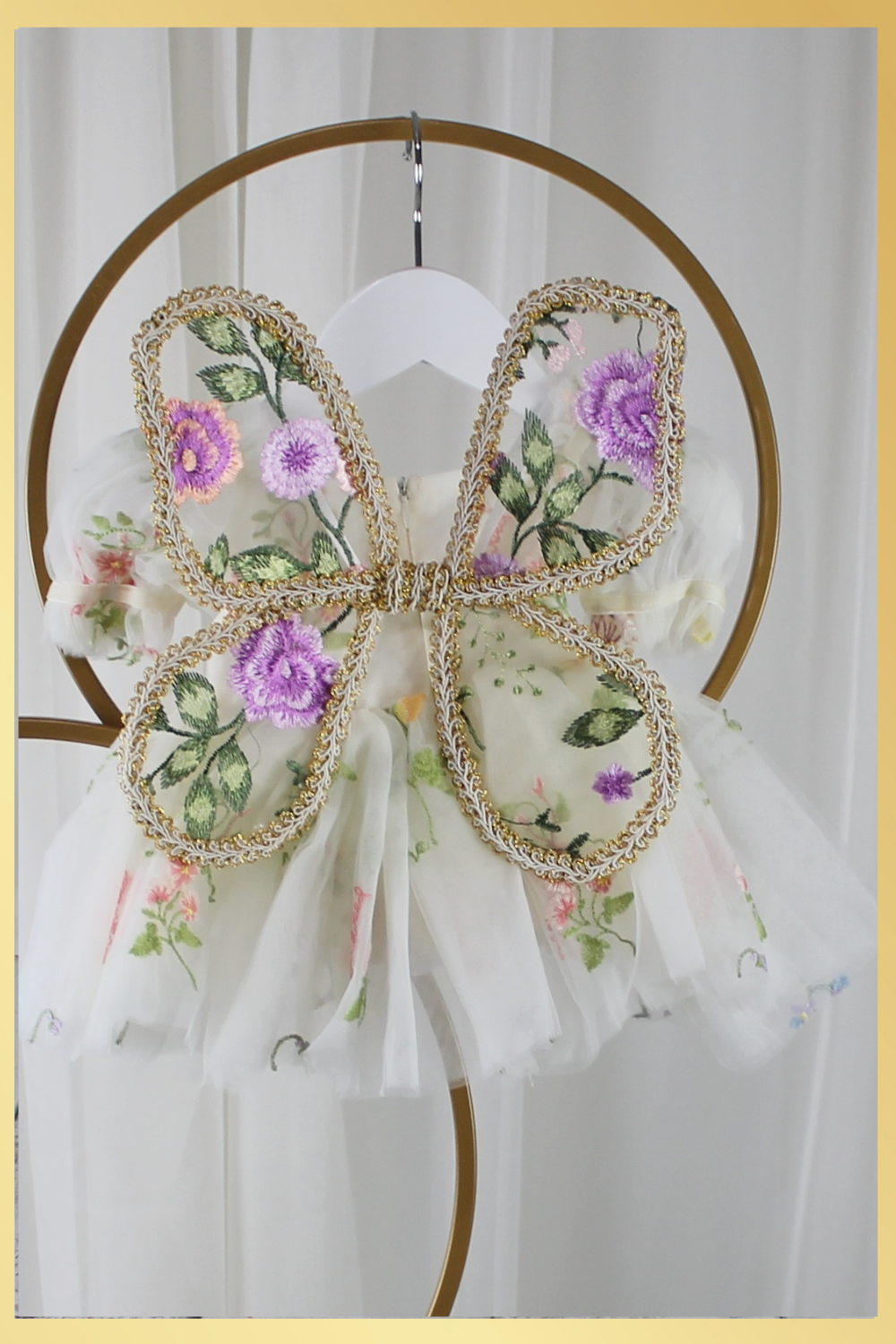 baby and child fairy wings in a lavender floral 